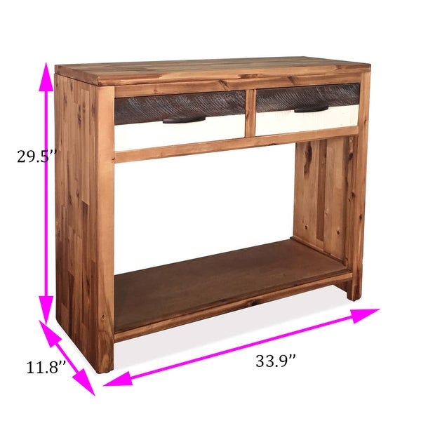 Console Table with Storage Drawer， Solid Acacia Wood Table for Hallway