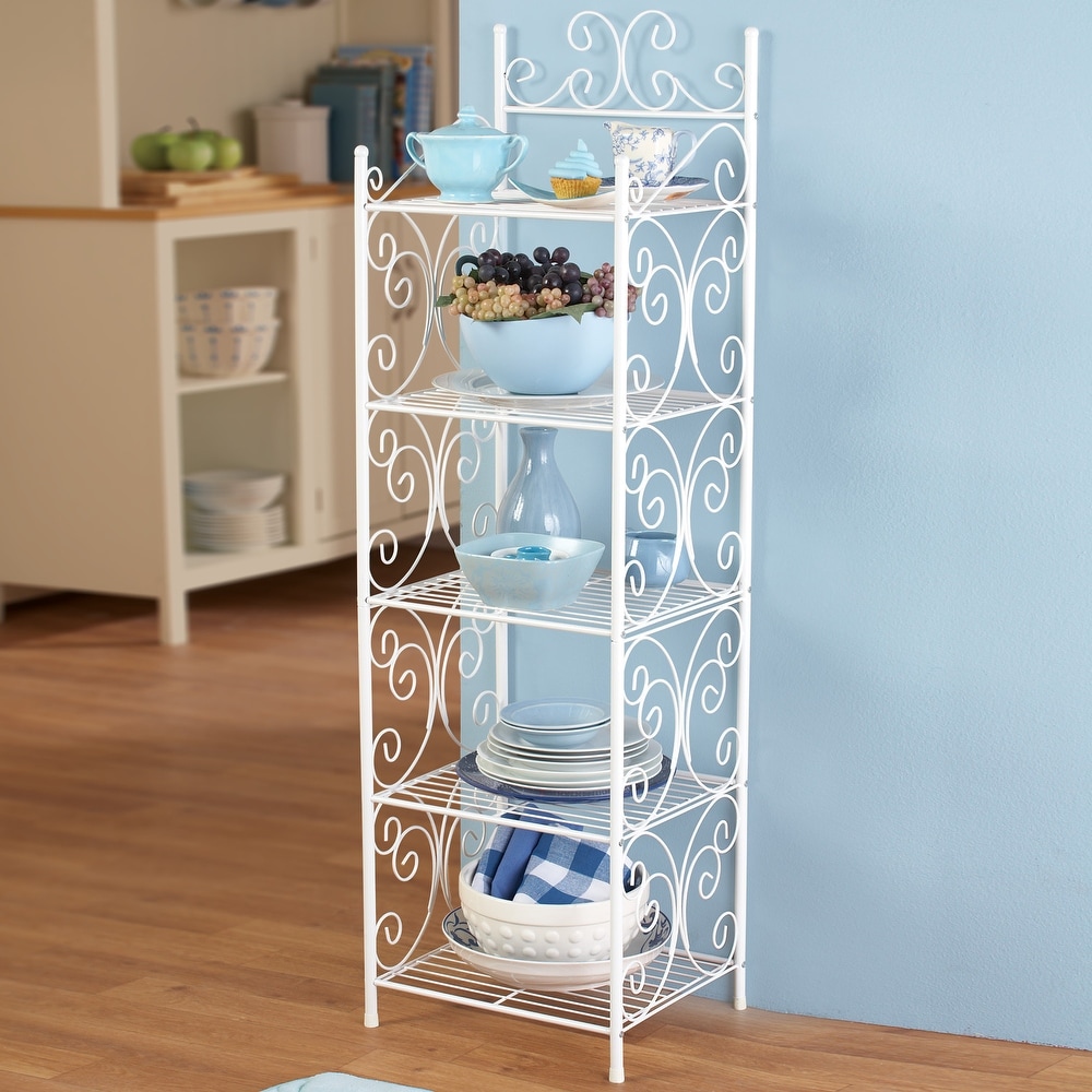 Scrollwork 5 Tier Storage Shelf   27.750 x 13.000 x 3.500