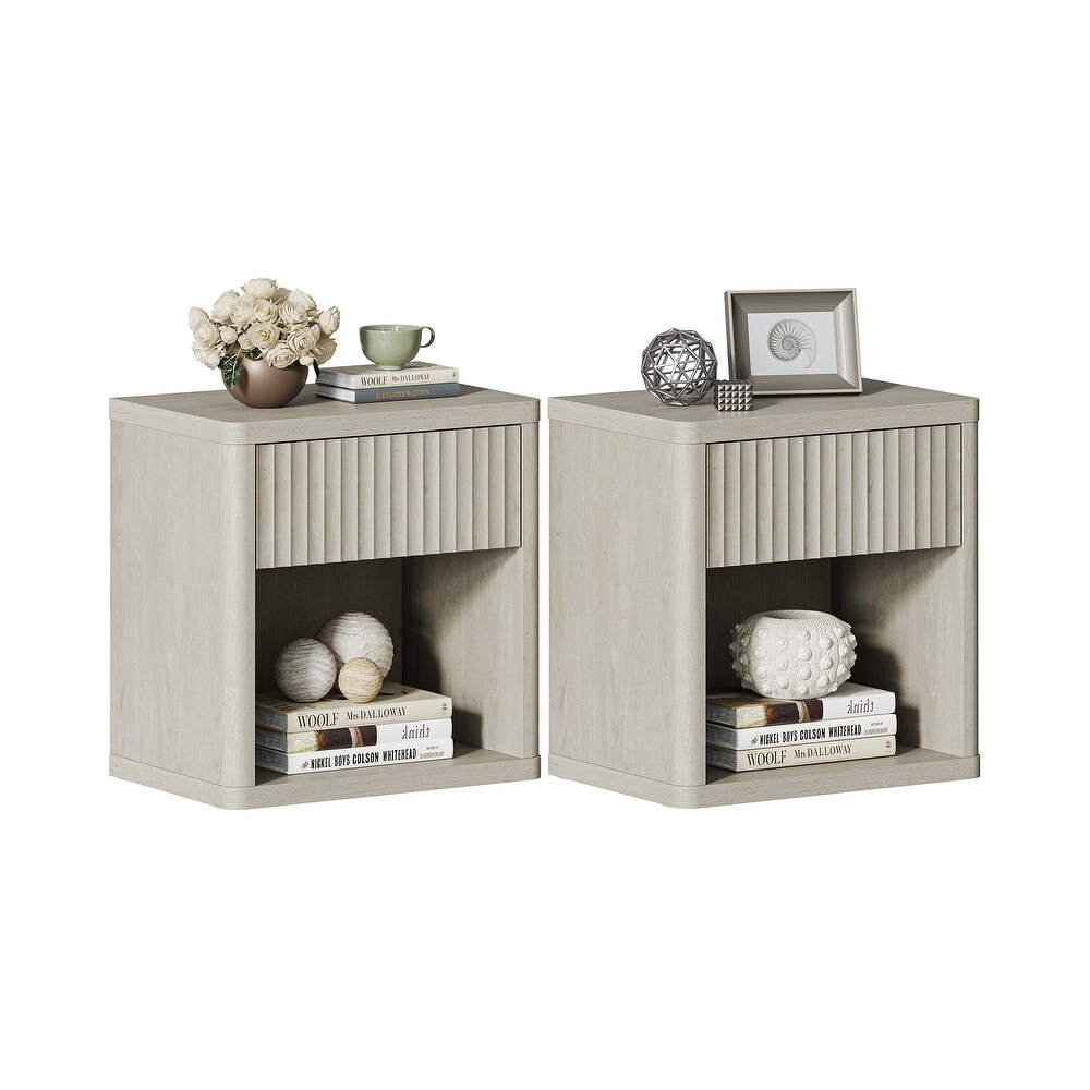 SICOTAS Set of 2 Nightstand with 1 Drawer and Open Storage