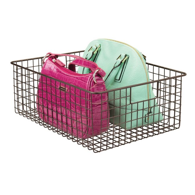 Mdesign Metal Wire Closet Organizer Basket With Built in Handles