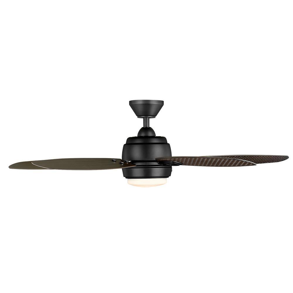 Home Decorators Collection Daniel Island 52 in. White Color Changing Integrated LED Outdoor Matte Black Ceiling Fan with Light Kit and Remote 52179