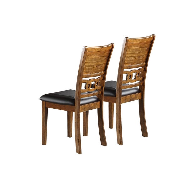 2 Set Set of 2 Upholstered Dining Chair in Walnut Finish