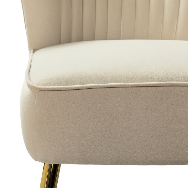 Monica Living Room Armless Accent Comfy Chair with Tufted Back and Metal Legs by HULALA HOME