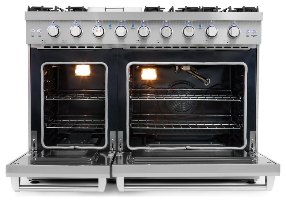 48 quotFreestanding Double Oven Gas Range  6 Sealed Gas Burners  Convection Oven   Contemporary   Gas Ranges And Electric Ranges   by Cosmo  Houzz