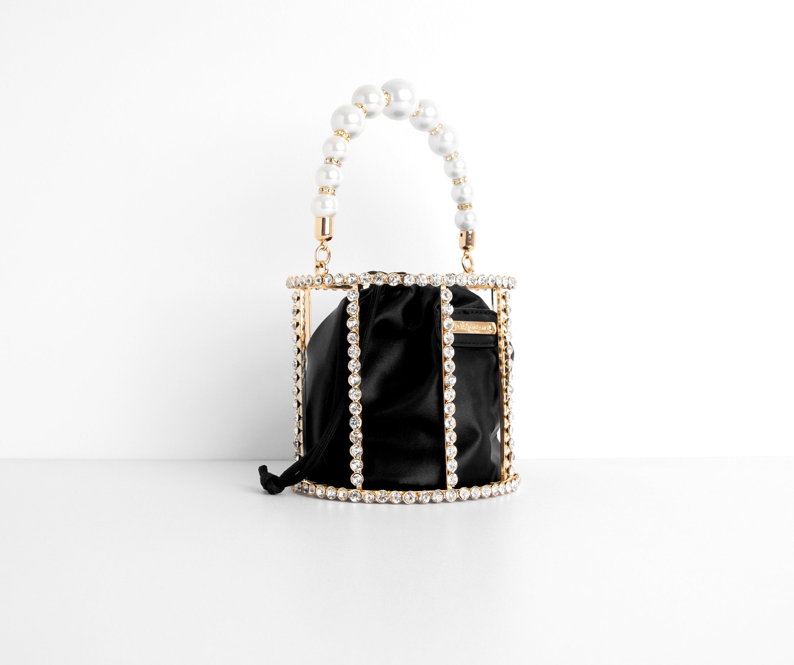 You Go Pearl Rhinestone And Pearl Basket Handbag