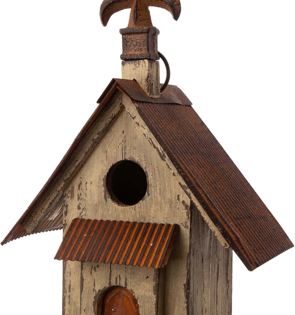 Glitzhome Distressed Solid Wood Bird House， 13.11-in