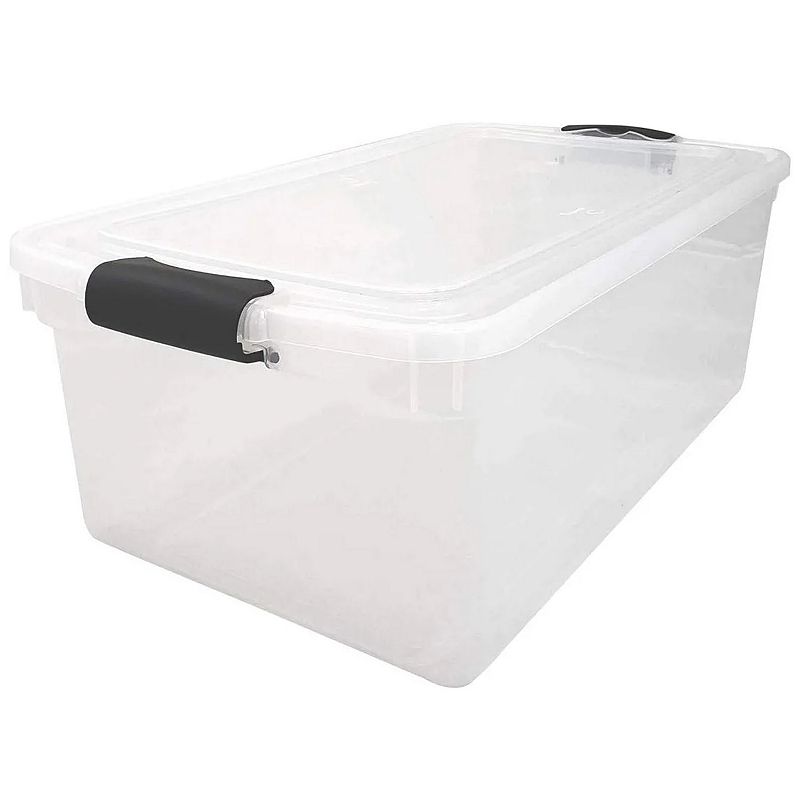 Homz 66 Qt Clear Storage Organizing Container Bin with Latching Lids (4 Pack)