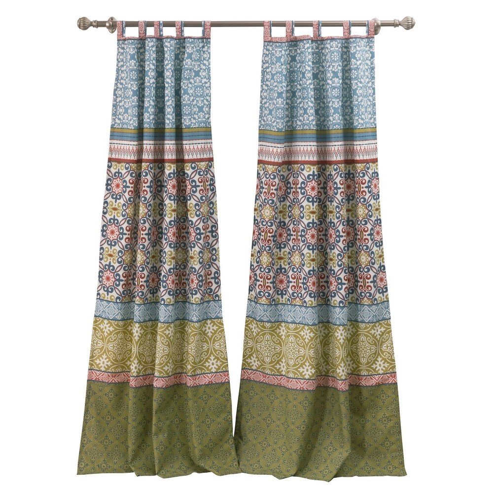 Kaw Set of 2 Panel Curtains  Multicolor Geometric Patterns  Polyester