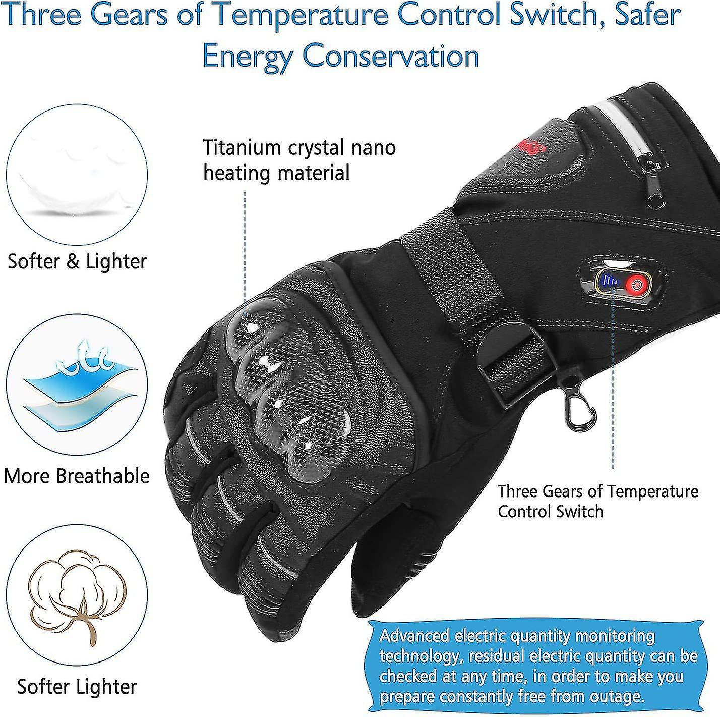 Heated Gloves With Heated Warm Skin Touch Screen Motorcycle Gloves Rechargeable Gloves Riding For Men And Women