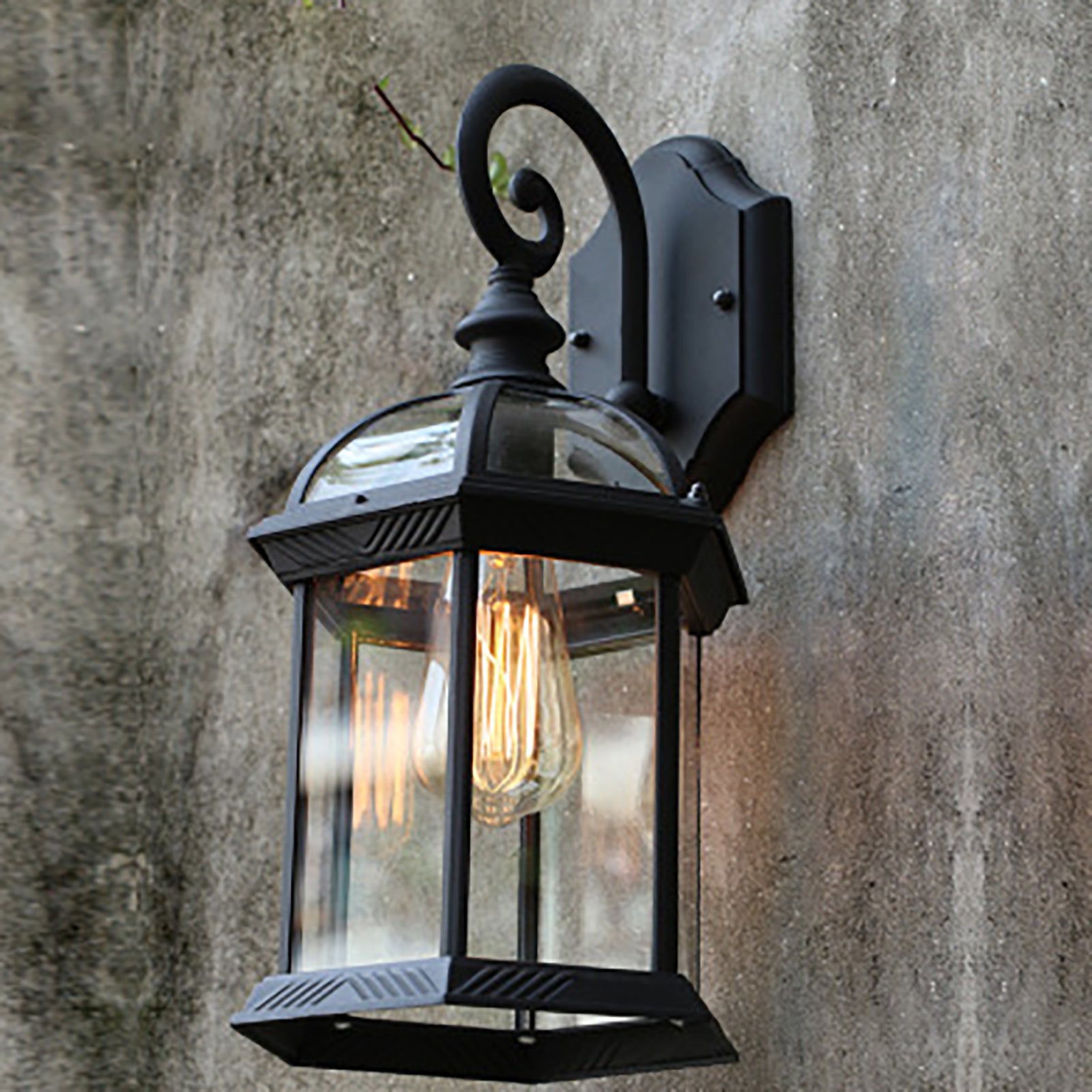 Miumaeov Retro Outdoor Wall Ligh Waterproof Porch Lamp Outdoor Garden Lamp Sconce E26 Aluminum Glass 7.9x7.9x15.75 inch