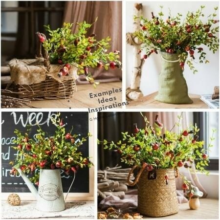 RusticReach Artificial Small Pomegranate Fruit Stem 23 Tall