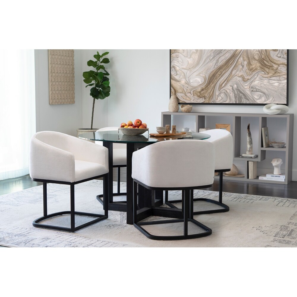 Atlas 5pc Contemporary Dining Collection with Metal Base Chairs