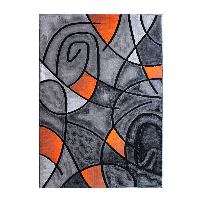 Masada Rugs Masada Rugs Trendz Collection 8'x10' Modern Contemporary Area Rug in Orange， Gray and Black