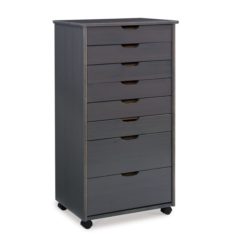 40” Gray Rolling Storage Cabinet with 8 Drawer