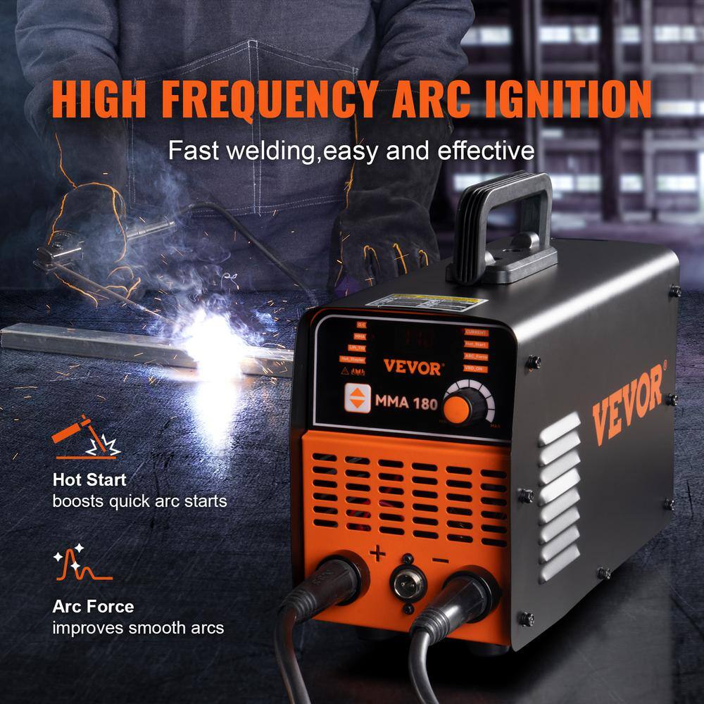 VEVOR 180Amp 110220V Stick Welder Plastic ARC Welding Machine 16.1 x 10.4 x 13.2 in. w Hot Start Anti-Stick for Car Repair BSHYTJBHY180ARDYMV5