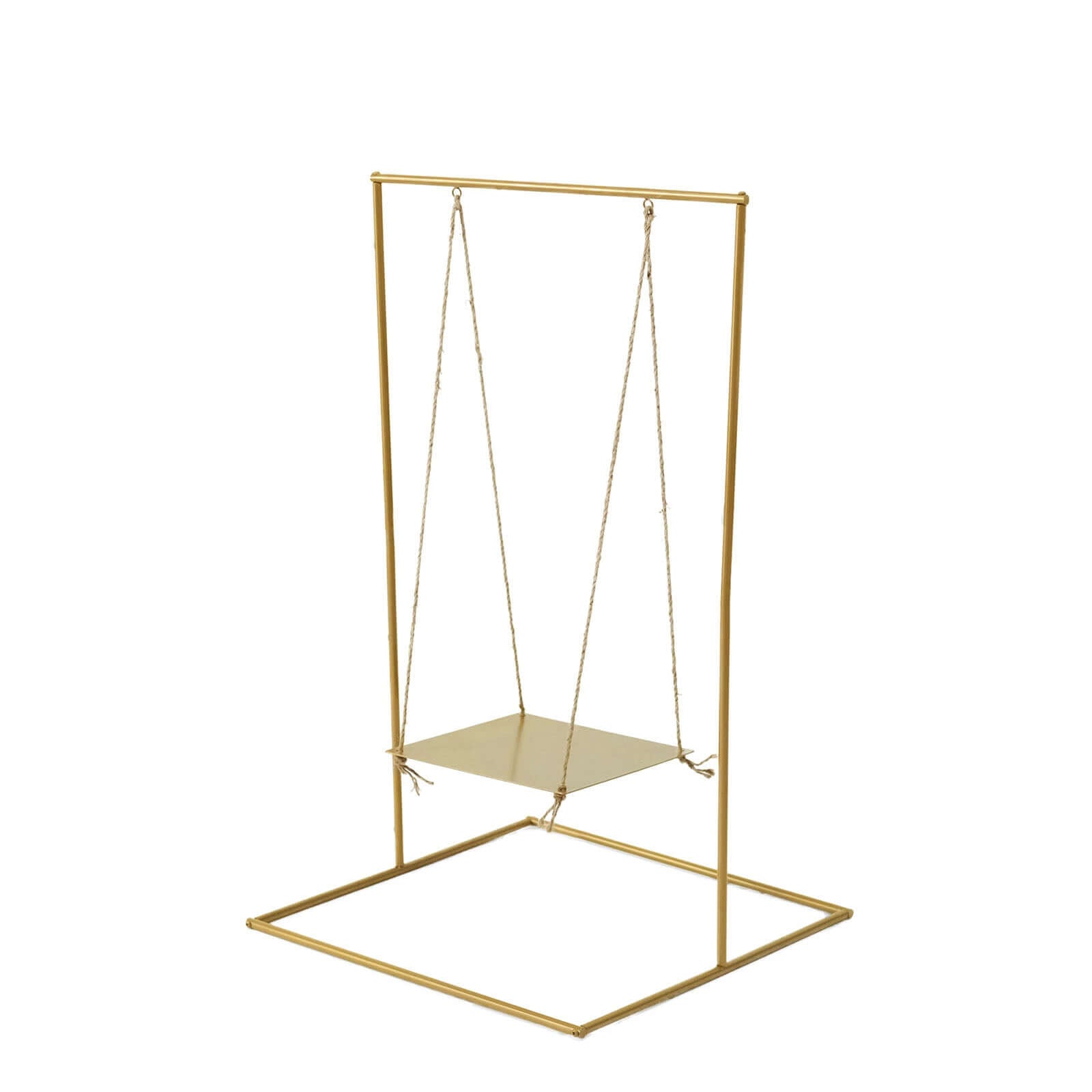 Gold Metal Hanging Dessert Display Centerpiece with Jute Rope, Cake Stand Swing 3ft Tall