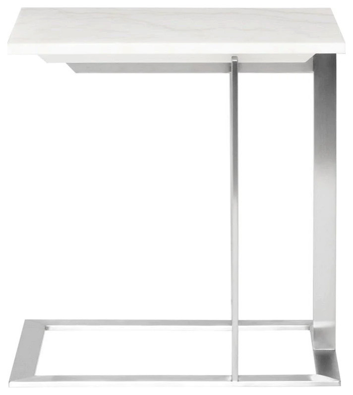 Avianna White Marble Side Table   Contemporary   Side Tables And End Tables   by Peachtree Fine Furniture  Houzz