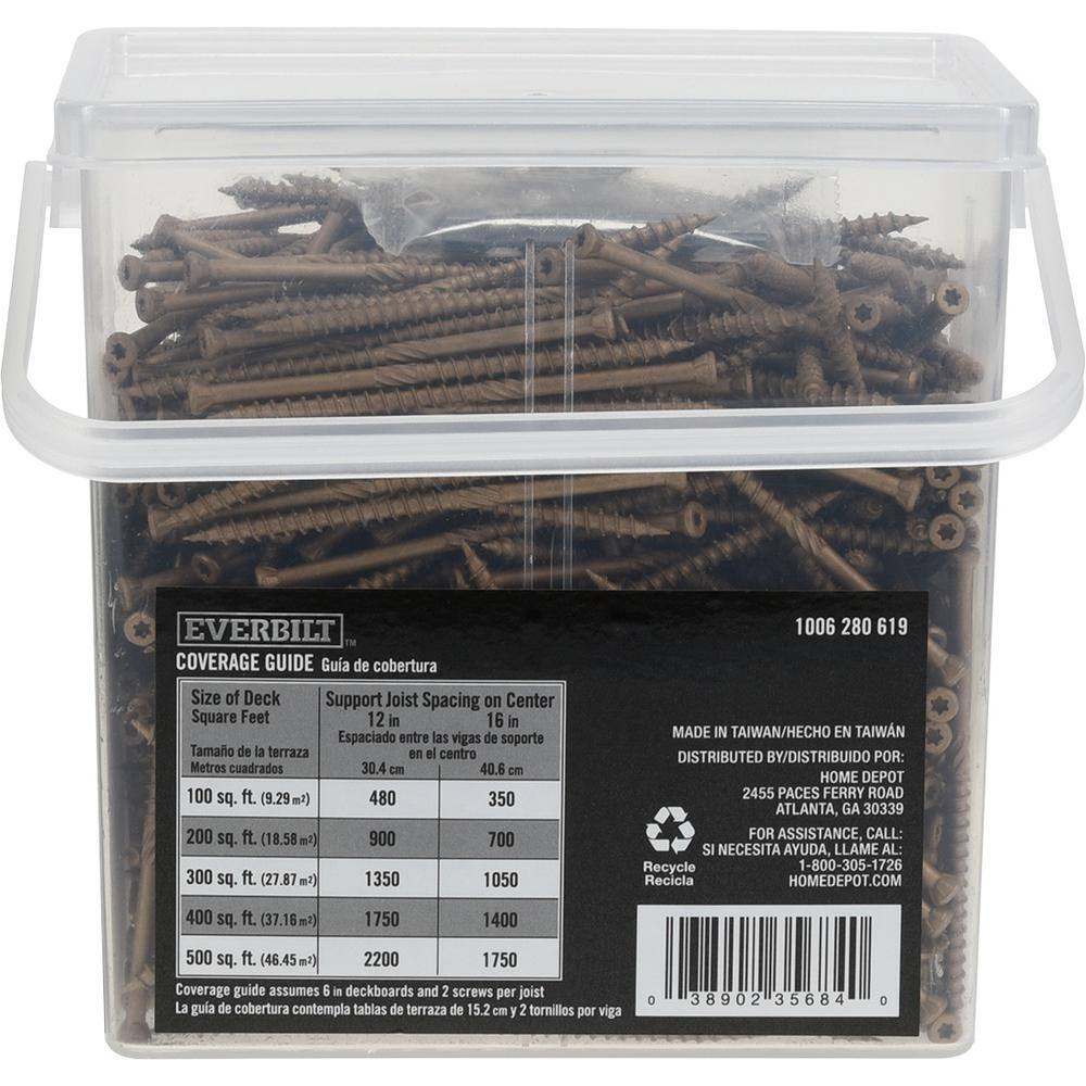 Everbilt #8 x 3 in. Star Drive Trim Head Exterior Wood Screws 5 lbs.-Box (542-Piece) 117365