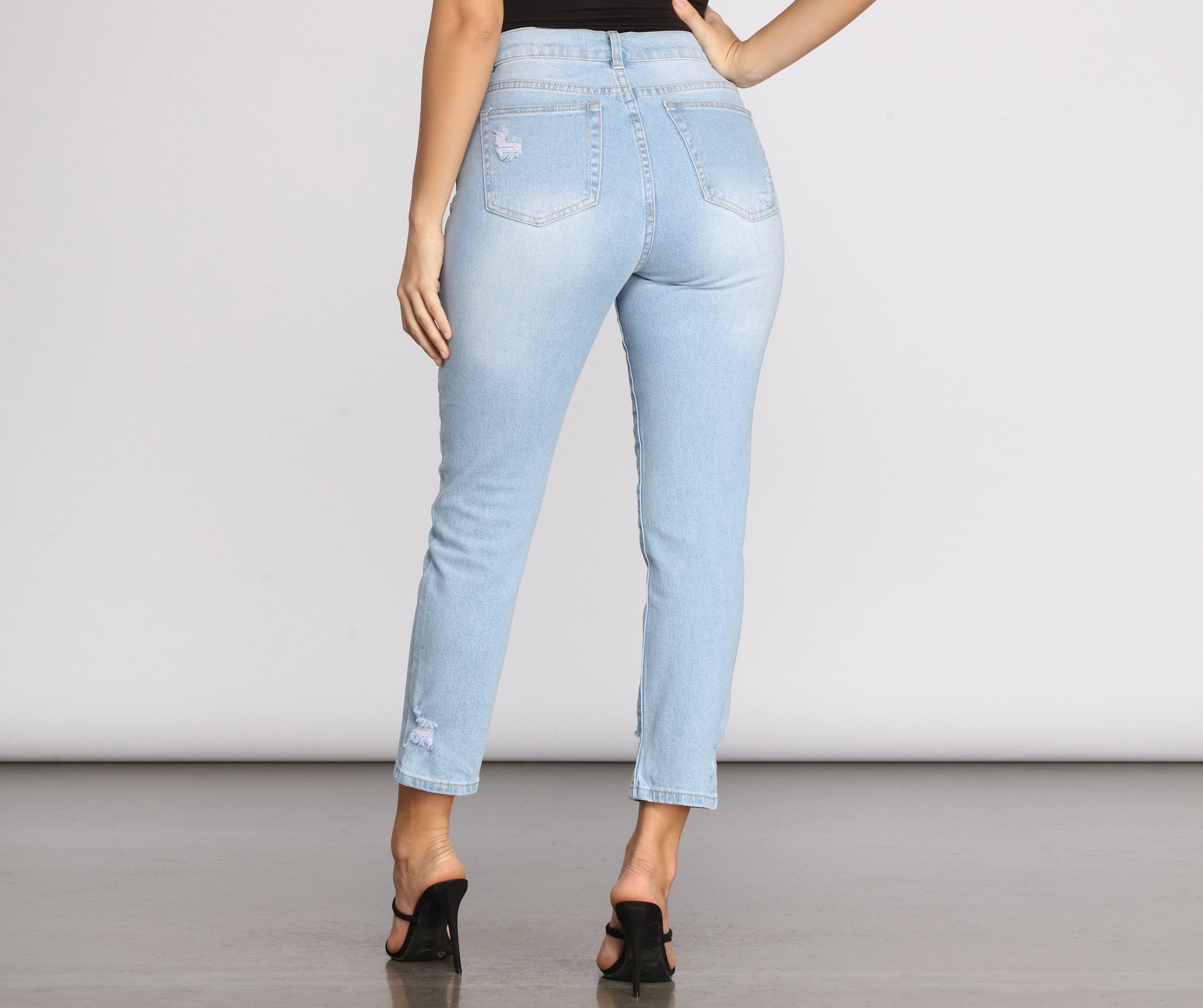 High Rise Light Wash Denim Pants