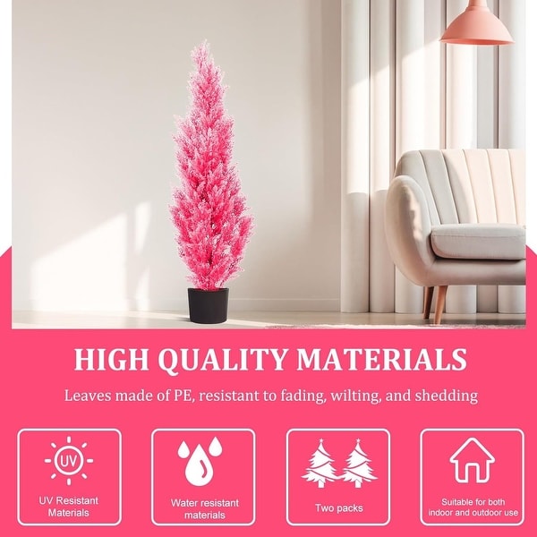 Two 5Foot Outdoor Artificial Cedar Pink Trees Outdoor Room Christmas Trees