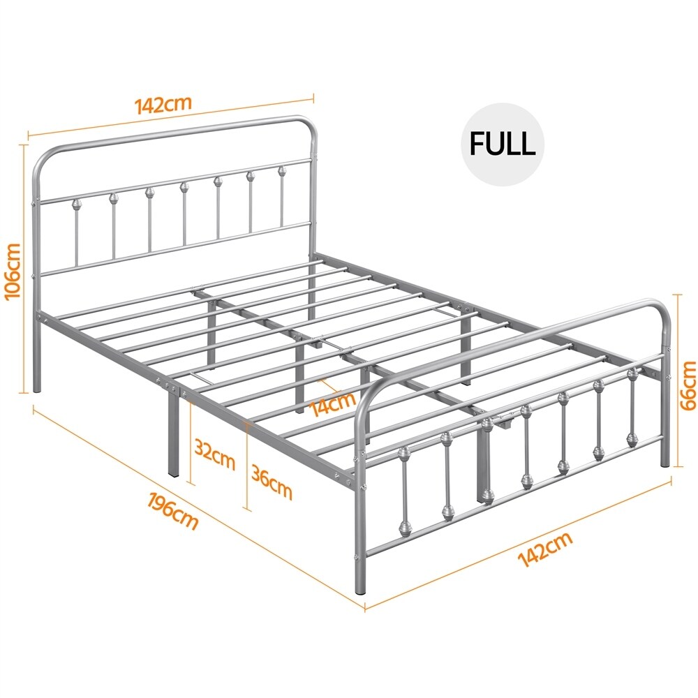 Yaheetech Metal Frames Bed with High Headboard and Footboard