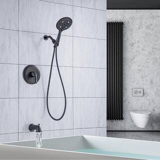 GIVING TREE Single-Handle 6-Spray Tub and Shower Faucet Combo in Matte Black (Valve Included) HDYN-ZG0068