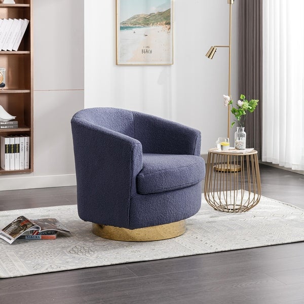 30.7'' Boucle Swivel Accent Barrel Chair Comfy Sofa for Living Room， 360 Degree， Sloped Arm Sofa， Single Cushion Sofa