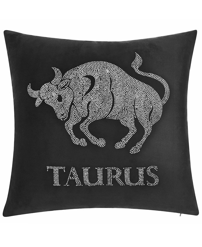 Edie@Home Velvet Beaded 'Taurus' Decorative Pillow， 18