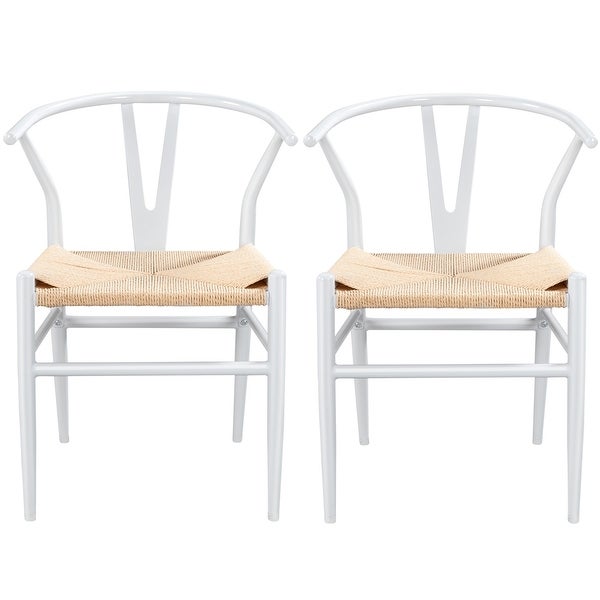 Yaheetech Modern Weave Y-Shaped Dining Chair with Solid Metal Frame