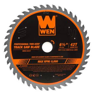 WEN 6.5 in. 42-Tooth Carbide-Tipped Thin-Kerf Professional ATAFR Track Saw Blade BL6542