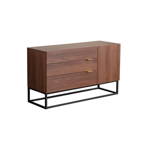 Particle Board Console Table with 3 Drawers in Walnut Brown