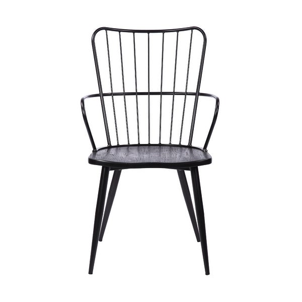 Parisa High Back Steel Framed Side Chair in Black Powder Coated Finish and Black Brushed Wood