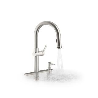 KOHLER Rune Single-Handle Pull-Down Sprayer Kitchen Faucet in Vibrant Stainless K-R22153-SD-VS