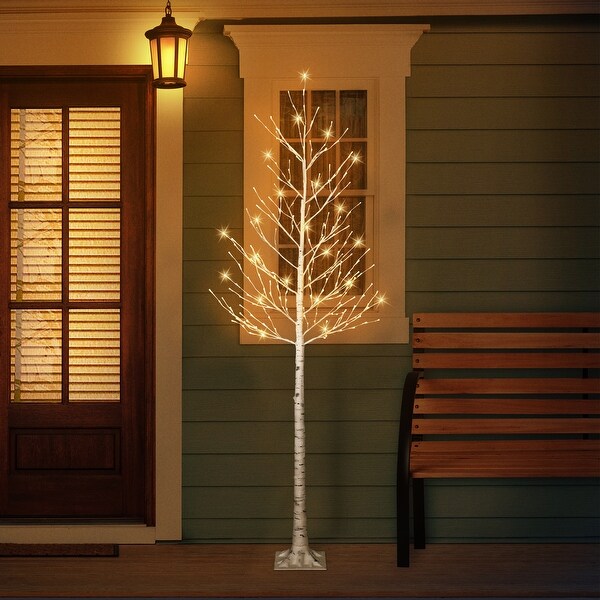 Puleo International 8 ft. PreLit White Artificial Twig Tree