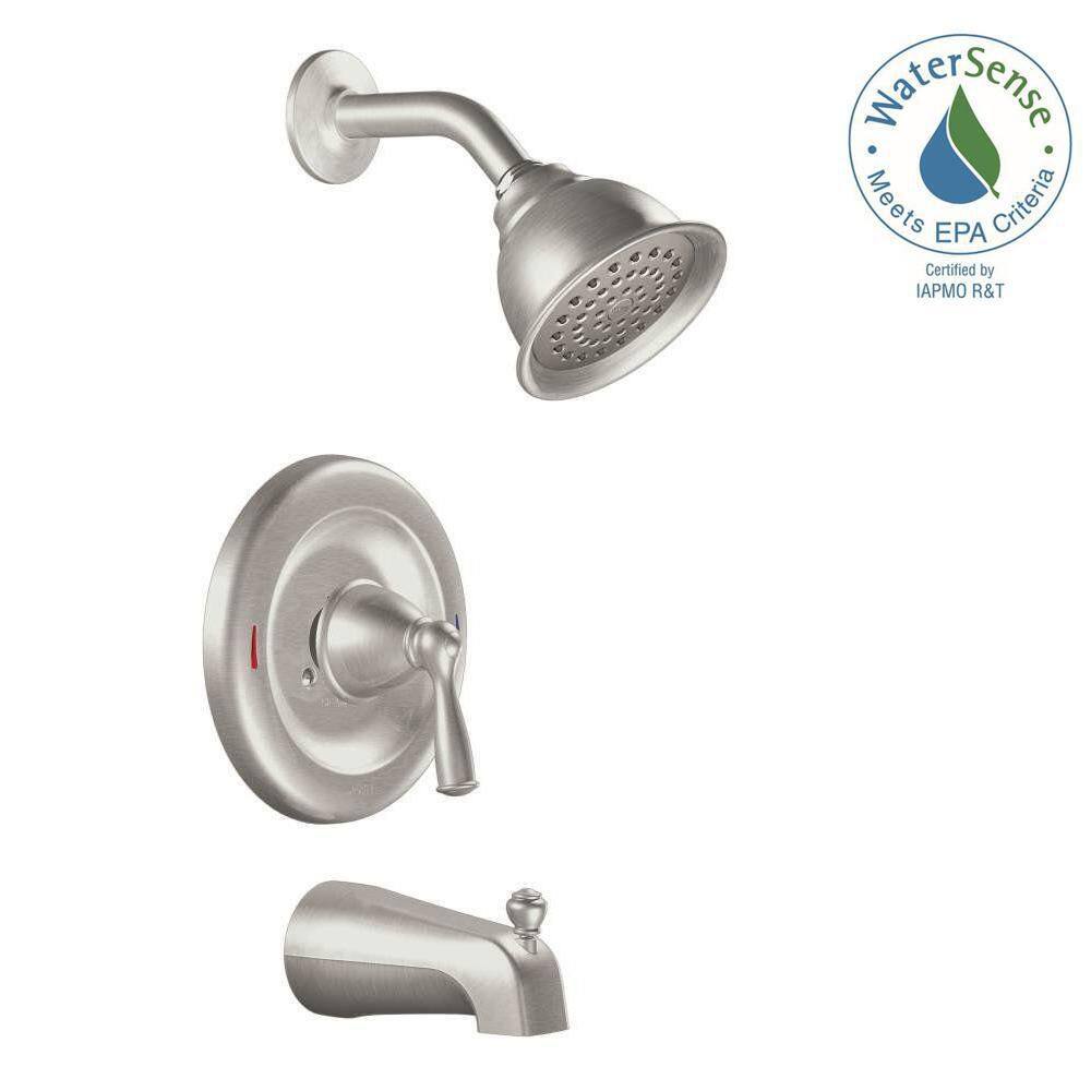 MOEN Banbury Single-Handle 1-Spray 1.75 GPM Tub and Shower Faucet in Spot Resist Brushed Nickel (Valve Included) 82910SRN