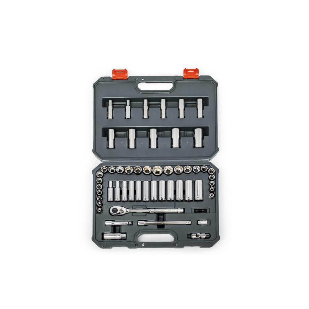 57 Pc 3/8 Drive 6 and 12 Point Standard and Deep SAE/Metric Mechanics Tool Set