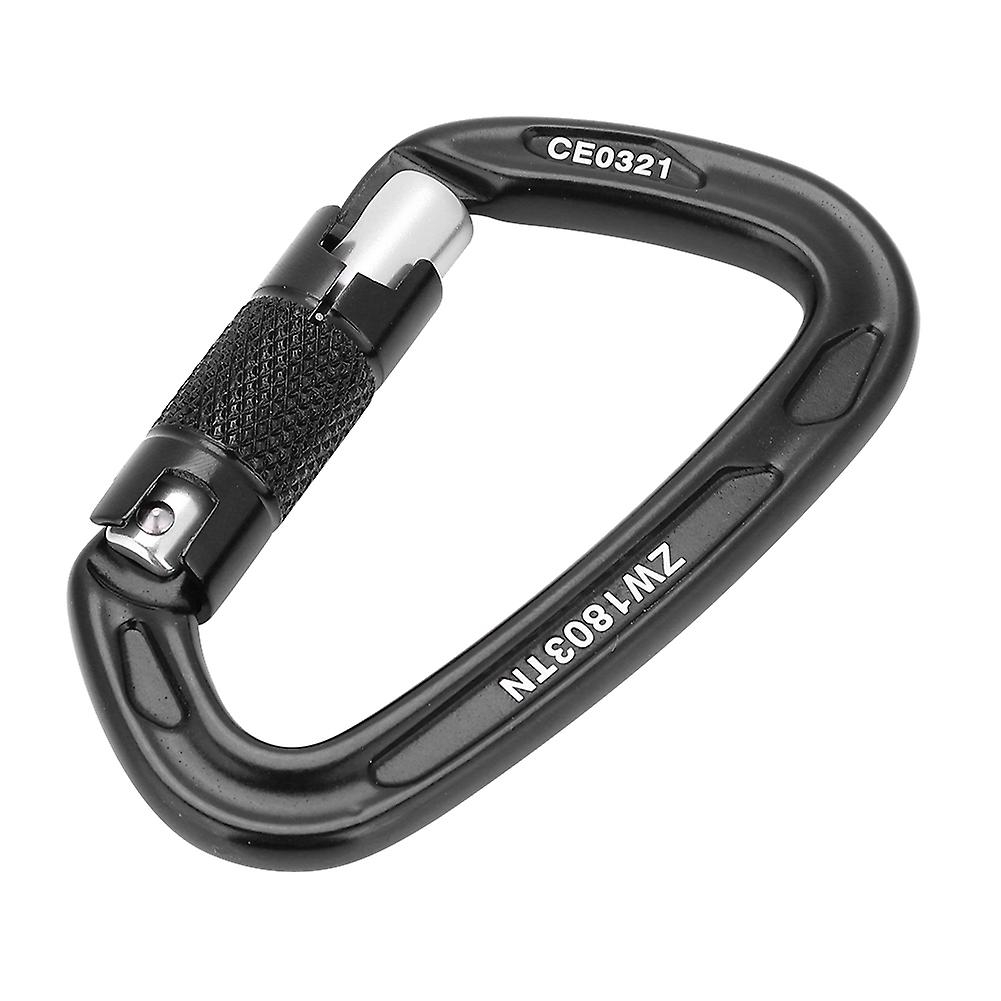 25kn Safety Lock D Buckle Outdoor Rock Climbing Rescue Carabiner Equipment (black)