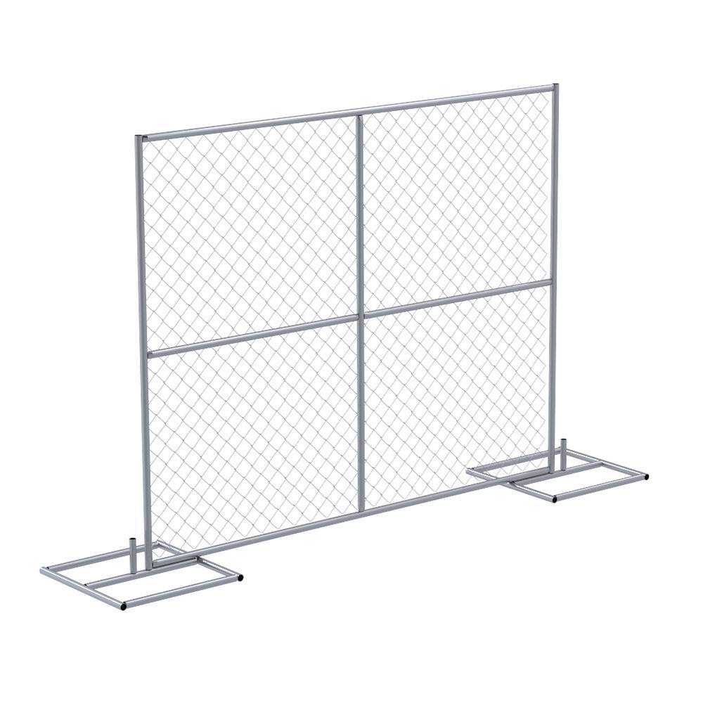 Vestil HRAIL 72 in. Galvanized Silver Construction Barrier - Starter Unit Chainlink Without Slats HRAIL-9072