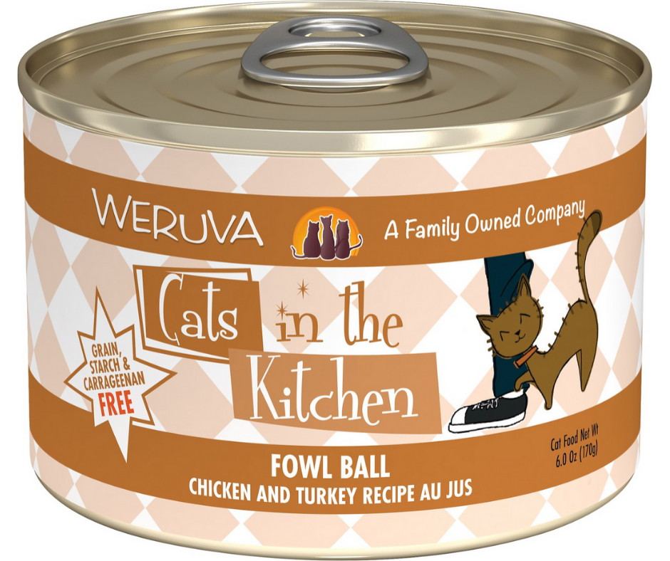 Weruva， Cats in the Kitchen - All Breeds， Adult Cat Fowl Ball， Grain-F