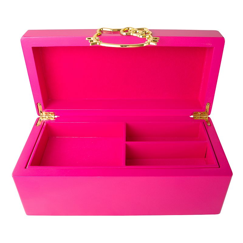 Sanrio Hello Kitty Pink Lacquer Wooden Jewelry Box with Tray