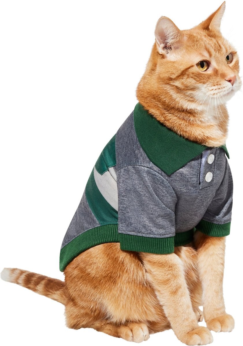 Frisco Green Striped Polo Dog and Cat Shirt