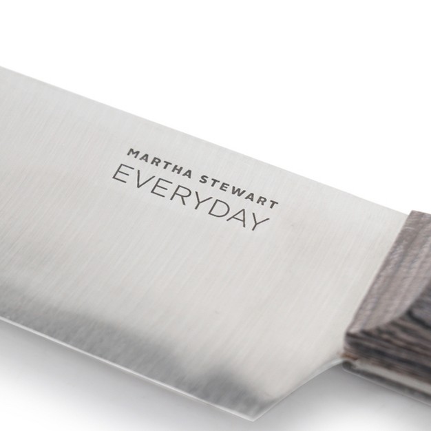 Martha Stewart Everyday 8 Inch Stainless Steel Chef Knife In Dark Gray With Wood Handle