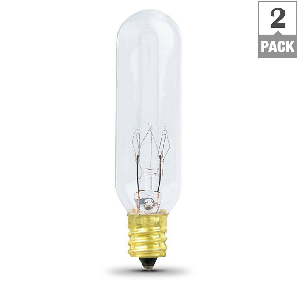 Feit Electric 15-Watt T6 Dimmable Candelabra E12 Base Incandescent Appliance Light Bulb Soft White 2700K (2-Pack) BP15T62-130HDRP