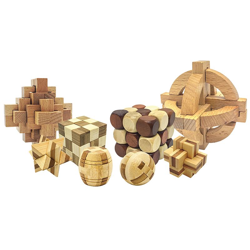 PICASSOTILES 8 Styles Wooden Brainteaser Puzzle Cubes