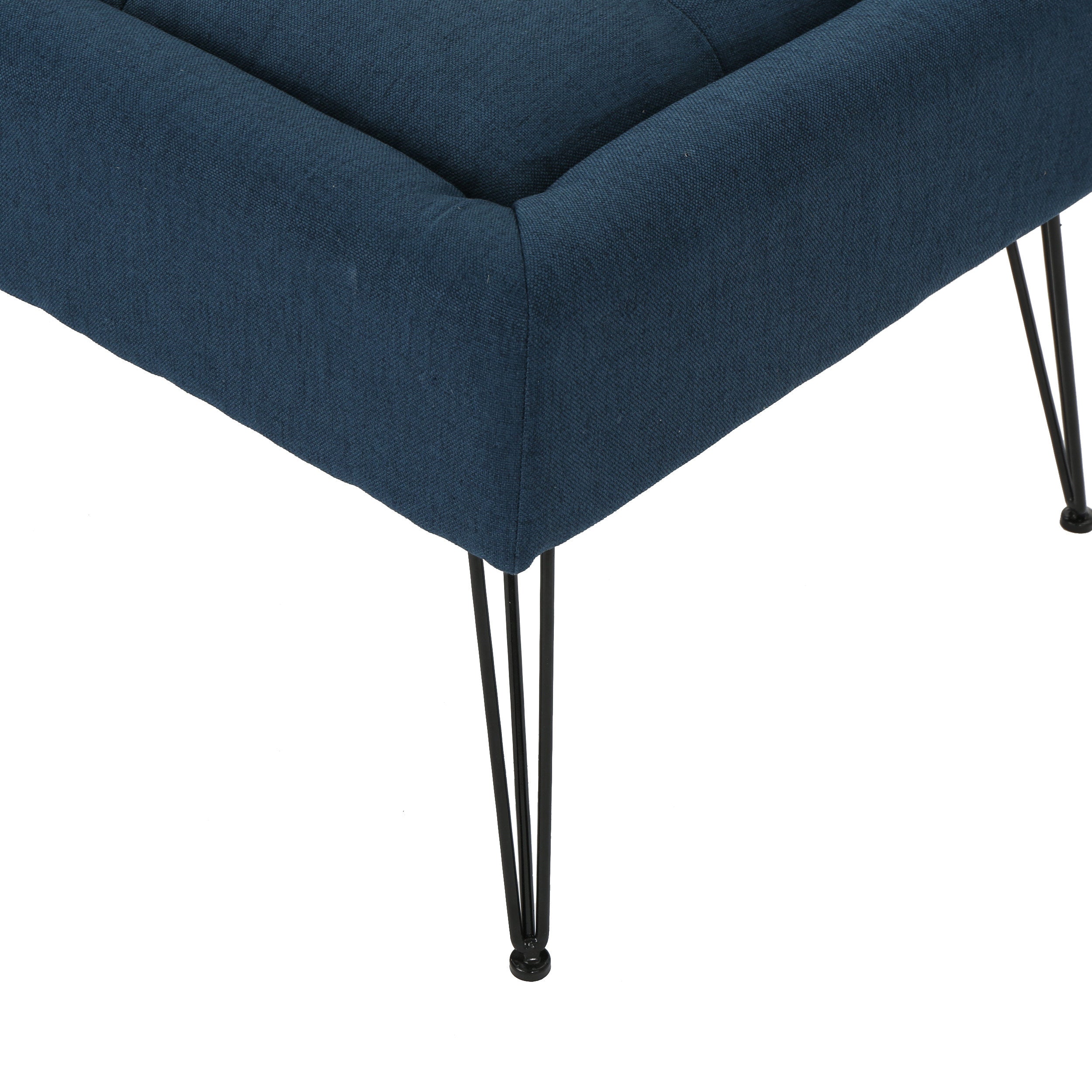 Zoe Modern Button Tufted Fabric Upholstered Ottoman Bench with Hairpin Legs