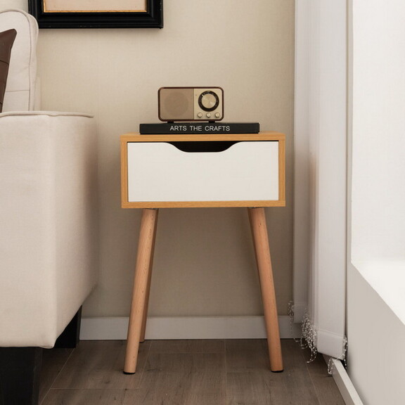 Costway Set of 1/2 Modern Nightstand with Storage ...