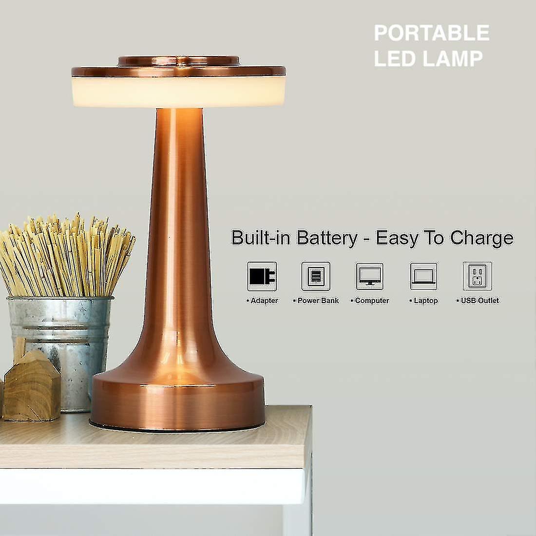 Portable Led Table Lamp With Touch Sensor， 3-levels Brightness， Night Light For Kids Nursery， Nightstand Lamp， Bedside Lamp