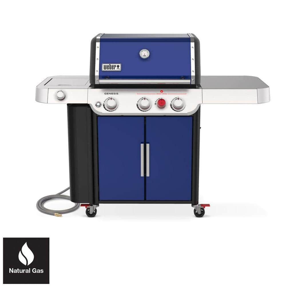 Weber Genesis E-335 3-Burner Natural Gas Grill in Deep Ocean Blue with Side Burner 37480001