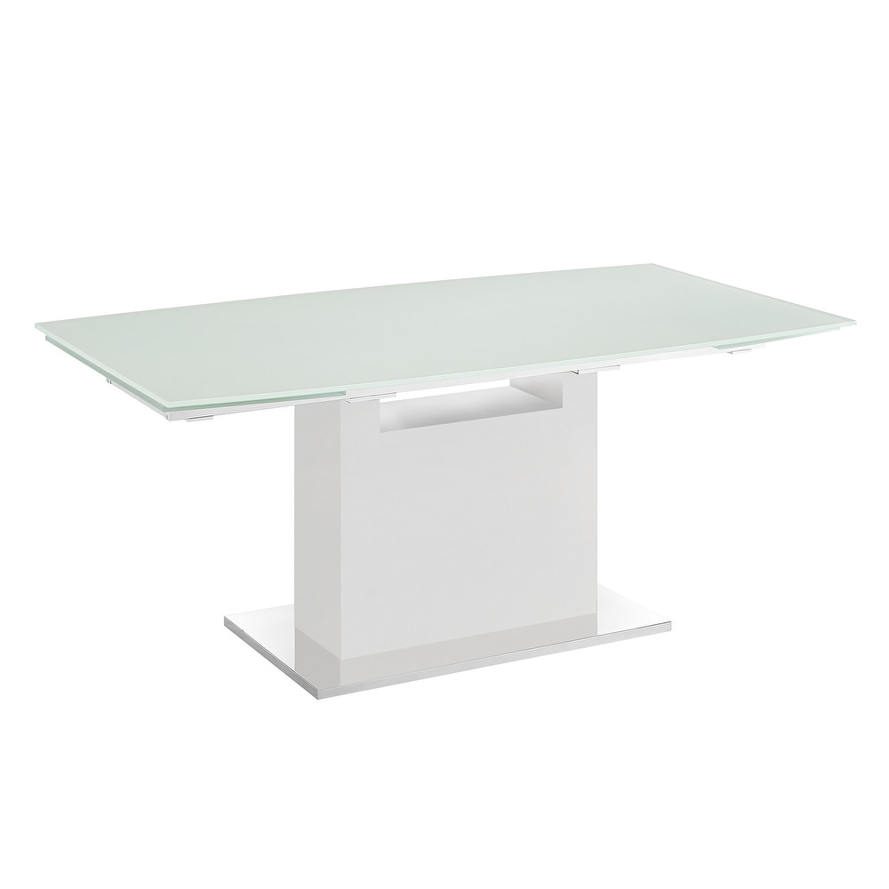 OLIVIA dining table with high gloss white lacquer base.