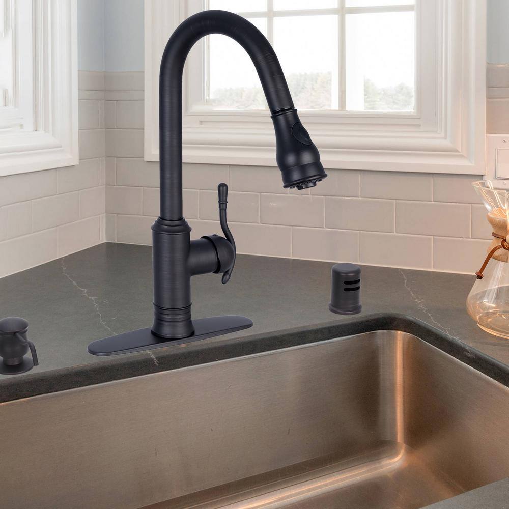 Akicon Single Handle Pull-Down Sprayer Kitchen Faucet in Oil Rubbed Bronze AK415-ORB